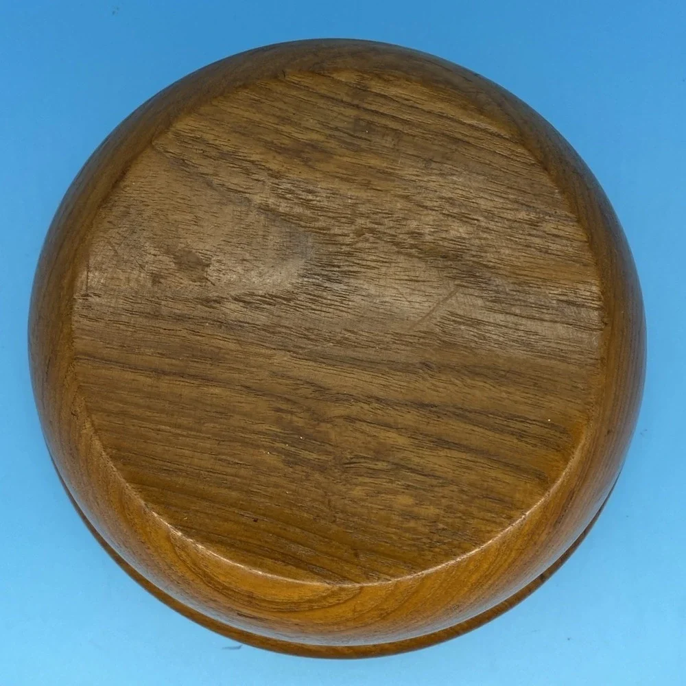 Vintage MCM Turned Teak Wood Salad Bowl 10